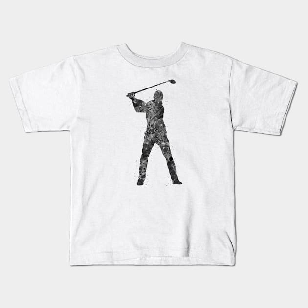 Male golfer Kids T-Shirt by Yahya Art